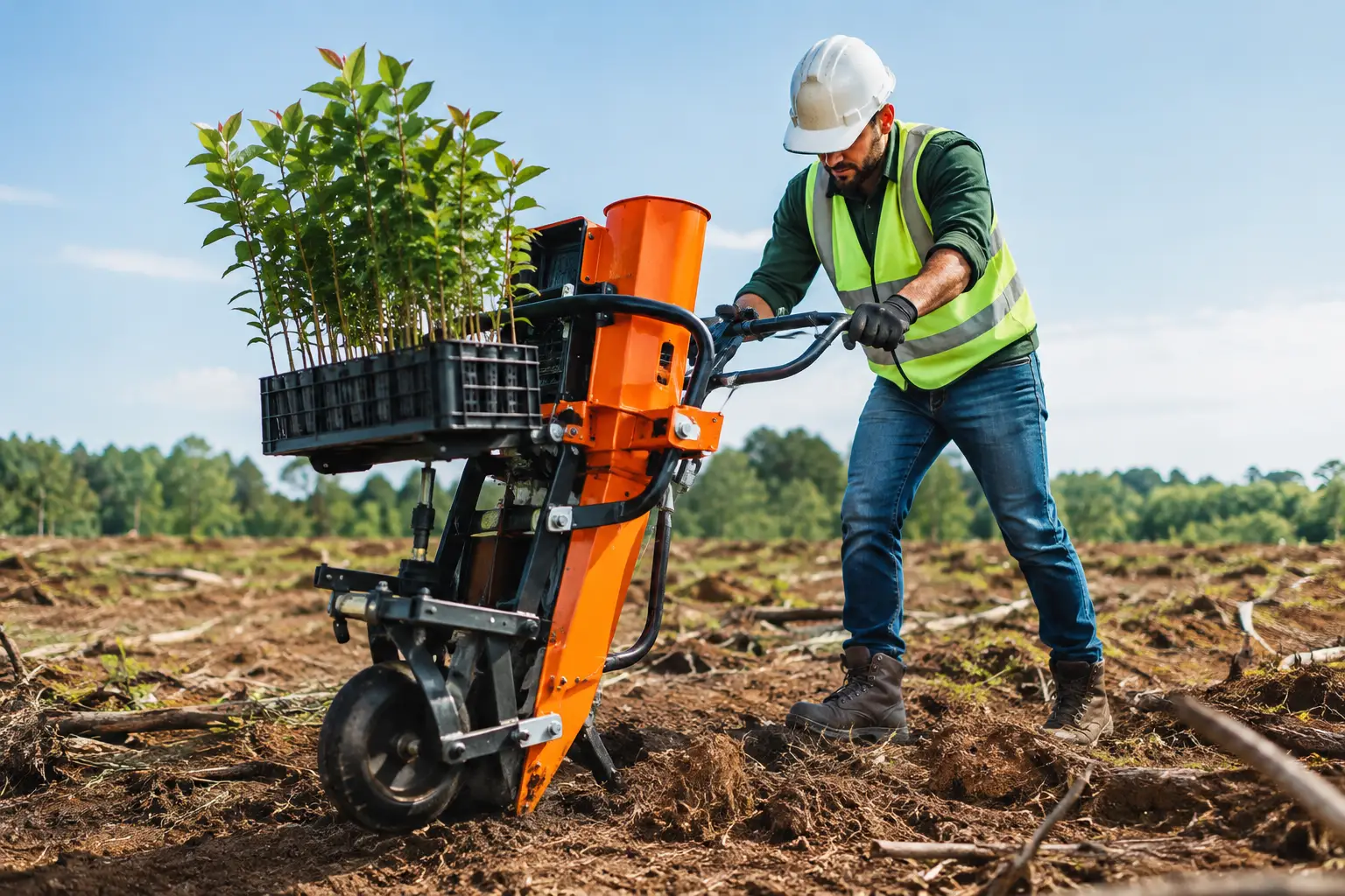 Equipamentos para plantio florestal na operação